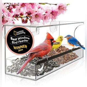 Large Window Bird Feeder Viewer Squirrel Proof Feeders Watching Suction Cups